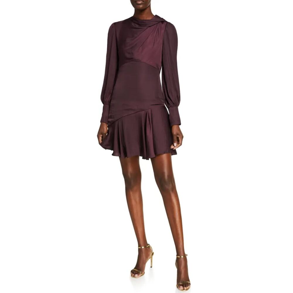 Ever New Satin Drape Long Sleeves Mini Dress